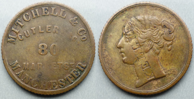 Manchester, Mitchell & Co. cutlers, KELLIE counterstamp